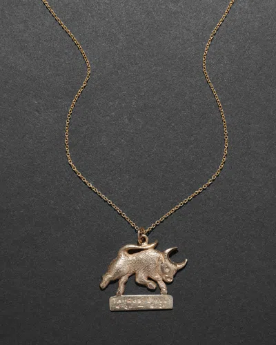 Alexis Bittar Vintage 1970s 14k Hand Etched Taurus Bull Pendant Necklace In Gold
