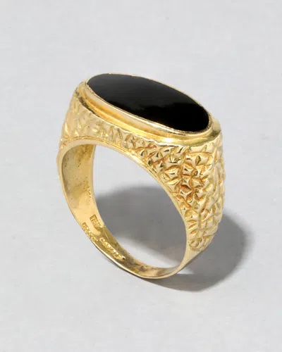Alexis Bittar Vintage 1970s 18k Gold Handmade Onyx Signet Ring In Neutral