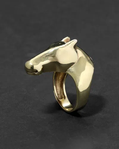 Alexis Bittar Vintage 1980s 14k Custom Design Horse Ring In Gold