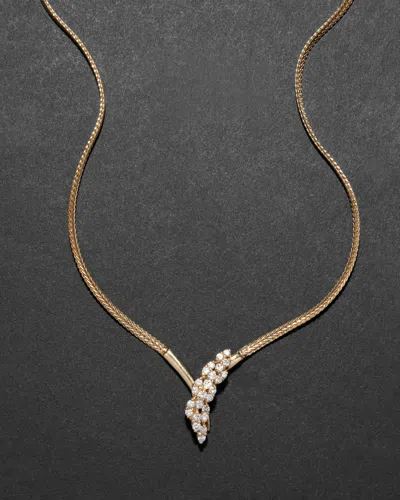 Alexis Bittar Vintage 1980s 14k With Diamond Snake Head With Tipped Tail Pendant Necklace In Gold