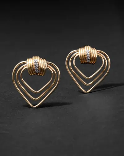 Alexis Bittar Vintage 1980s 14k With Diamond Triple Heart Earrings In Neutral