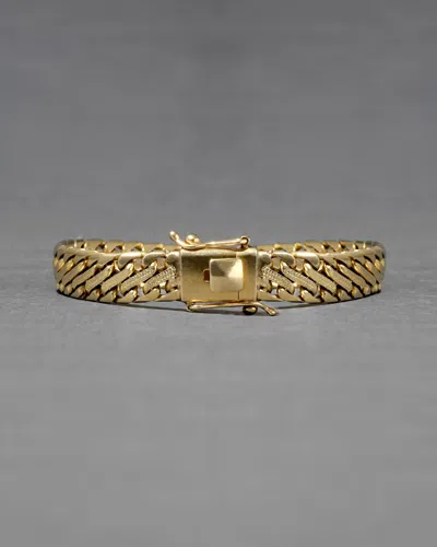 Alexis Bittar Vintage 1980s 18k Etched Heavyweight Link Bracelet With Box & Tongue Closure In Gold