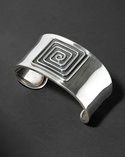 Alexis Bittar Vintage 1980s Mexican Sterling Modernist Spiral Cuff Bracelet In Gray