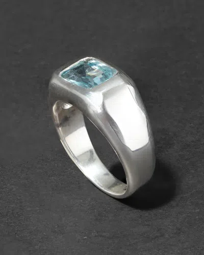 Alexis Bittar Vintage 1980s Sterling Silver & Blue Topaz Men's Ring