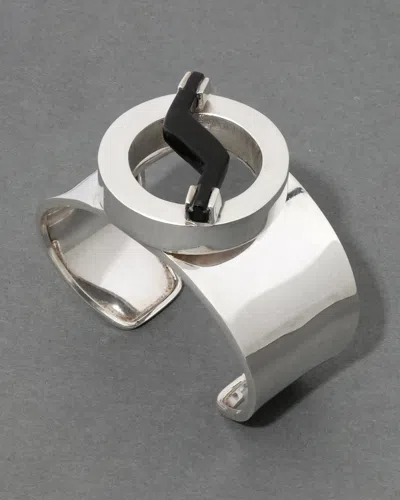 Alexis Bittar Vintage 1980s Sterling Silver Geometric Cuff Bracelet In Metallic