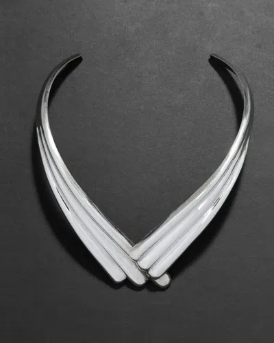 Alexis Bittar Vintage 1980s Sterling Silver Mexican Layered Collar Necklace  | Statement Jewelry From Alexis Bitta In Gray