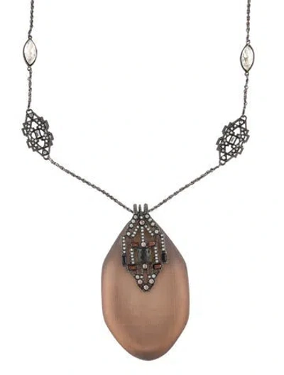 Pre-owned Alexis Bittar Vintage Crystal & Lucite Pendant Necklace, 32" In Multi