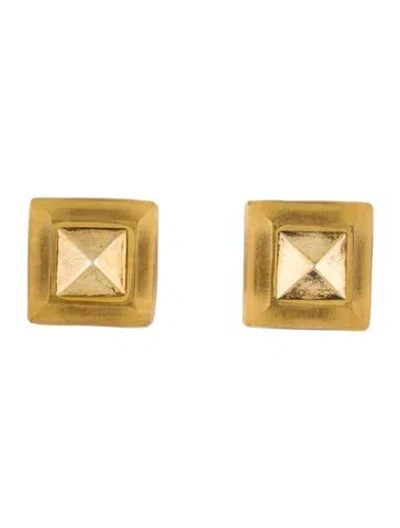 Pre-owned Alexis Bittar Vintage Lucite Square Stud Clip-on Earrings In Multi