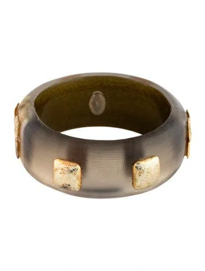 Pre-owned Alexis Bittar Vintage Lucite Studded Hinge Bangle Bracelet, 6.75" In Clear