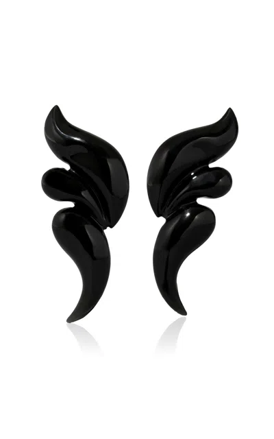 Alexis Bittar Wave Lucite Clip-on Earrings In Black
