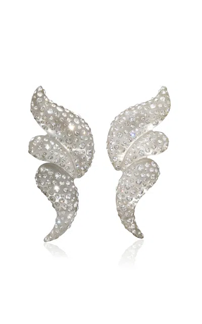 Alexis Bittar Wave Lucite Crystal Clip-on Earrings In Metallic