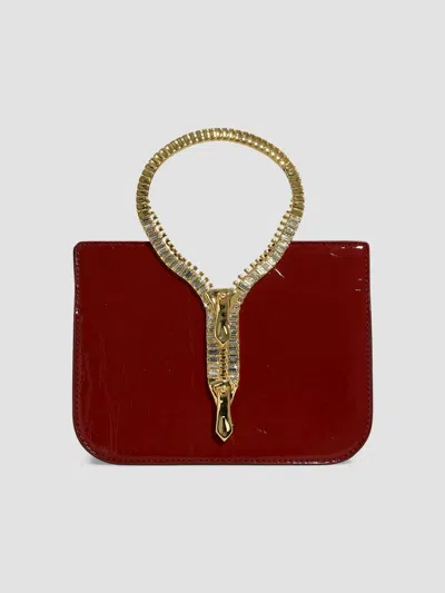 Alexis Bittar Women's 14k-gold-plated Zipper & Patent Leather Top Handle Bag In Burgundy