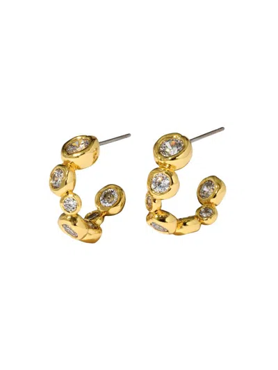 Alexis Bittar Asterales Cubic Zirconia Small Oval Hoop Earrings In 14k Gold Plated In Stones/yellow Gold