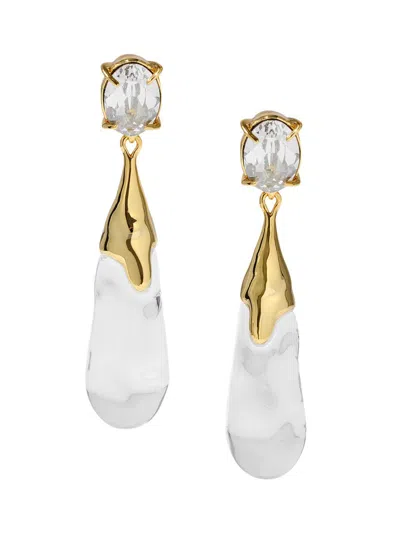 Alexis Bittar Small Bonbon Crystal Lucite® Teardrop Earrings In Gold