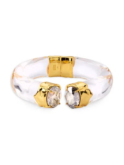 Alexis Bittar Women's Bonbon 14k-gold-plated, Lucite & Crystal Hinged Bracelet In Gray