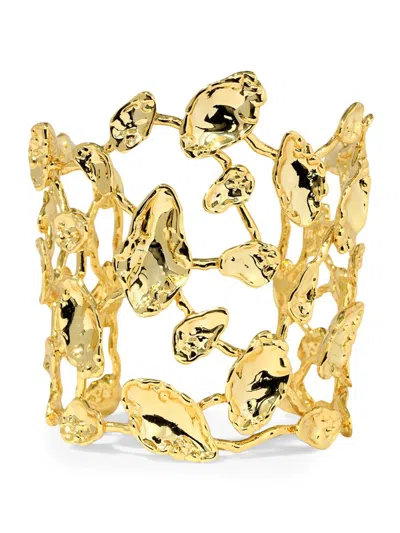 Alexis Bittar Brut Mosaic Hammered Open-work Cuff Bracelet In Gold