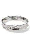 Alexis Bittar Brut Textured Strap Bangle In Silver