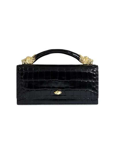 Alexis Bittar Women's Lioness Croc-embossed Leather Top Handle Bag In Black