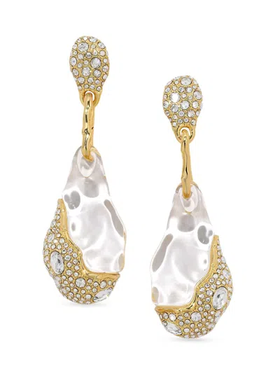 Alexis Bittar Women's Liquid 14k-gold-plated, Lucite & Crystal Drop Earrings In Orange
