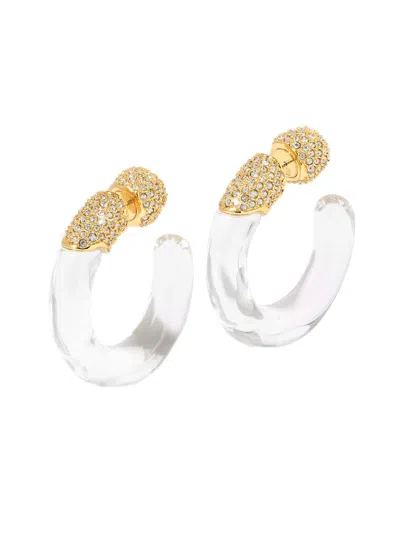 Alexis Bittar Women's Liquid Lucite 14k-gold-plated & Glass Crystal Reversible Hoop Earrings In Gray
