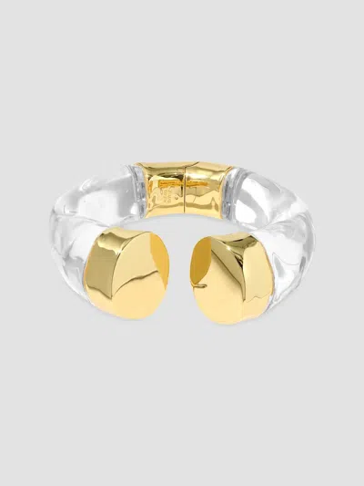 Alexis Bittar Liquid Lucite Gold Slice Capped Cuff Bracelet In Multi