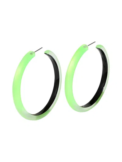 Alexis Bittar Women's Luminous Lucite 14k-gold-plated Skinny Hoop Earrings In Green