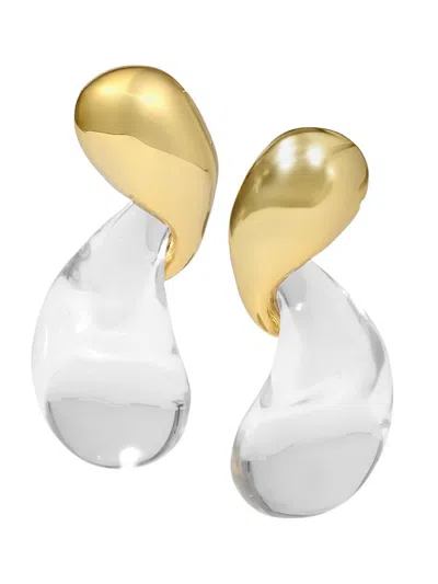 Alexis Bittar Liquid Lucite 14kt Gold-plated Drop Earrings In White