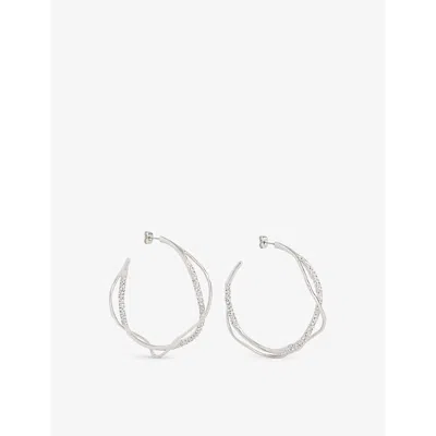 Alexis Bittar Womens Rhodium Intertwined Rhodium-plated Brass And Crystal Earrings In White