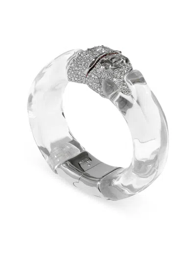Alexis Bittar Women's Silverlake Rhodium-plated, Lucite & Crystal Hinged Bangle In Metallic