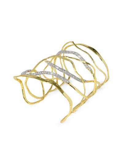 Alexis Bittar Women's Solanales 14k-gold-plated, Rhodium-plated & Crystal Cuff In Green