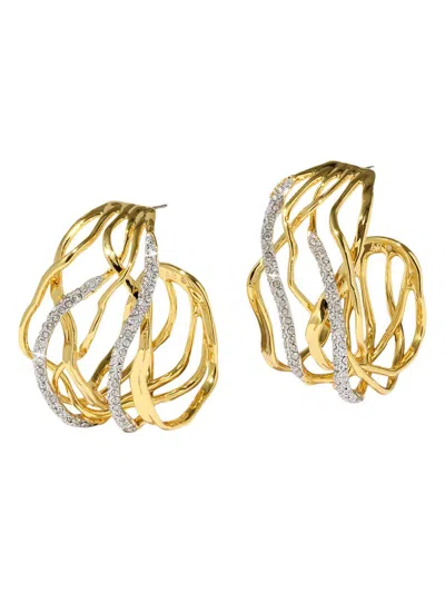 Alexis Bittar Women's Solanales 14k-gold-plated, Rhodium-plated & Crystal Woven Hoop Earrings