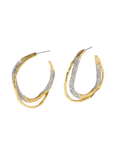 Alexis Bittar Women's Solanales Twist 14k-gold-plated, Rhodium-plated & Glass Crystal Hoop Earrings