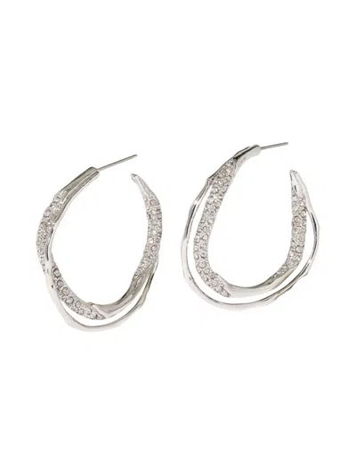 Alexis Bittar Women's Solanales Twist 14k-gold-plated, Rhodium-plated & Glass Crystal Hoop Earrings In Metallic
