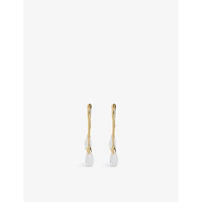 Alexis Bittar Lucite Front Back Double Drop Earrings In Gold/clear