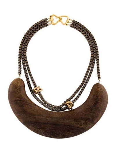 Pre-owned Alexis Bittar Wood Pendant Necklace, 25", 25" In Brown