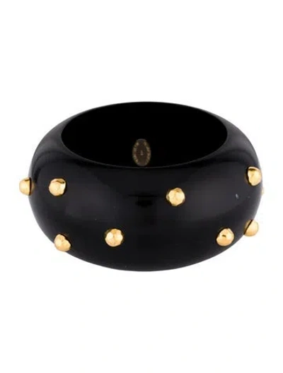 Pre-owned Alexis Bittar Wood Studded Bangle Bracelet, 7.25" In Multi