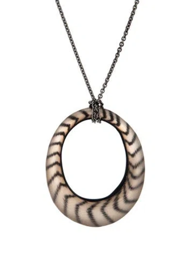 Pre-owned Alexis Bittar Zig-zag Lucite Pendant Necklace, 20" In Black