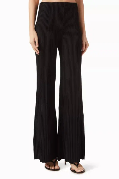 Alexis Boda Rib-knit Wide-leg Pants In Black