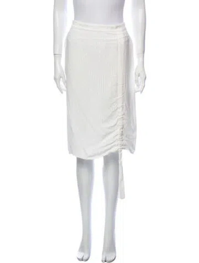 Pre-owned Alexis Bow Accents Knee-length Skirt In White