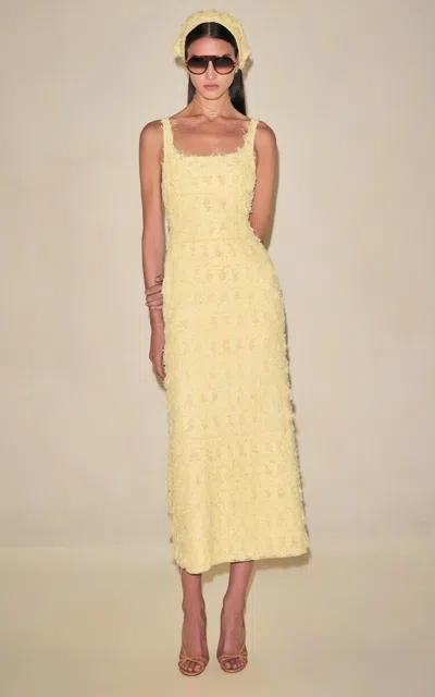 Alexis Brera Tweed Midi Dress In Gold