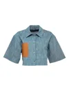 Alexis Brook Pocket-detail Cropped Shirt In Blue