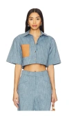 Alexis Brook Pocket-detail Cropped Shirt In 灰蓝色