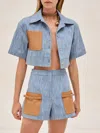 Alexis Brook Pocket-detail Cropped Shirt In Blue
