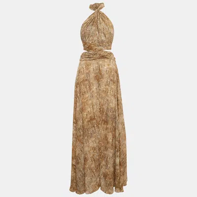 Pre-owned Alexis Brown Animal Printed Chiffon Aaliyah Maxi Dress M