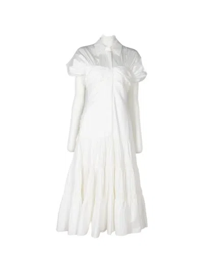 Alexis Carosini Short-sleeve Midi Dress In White