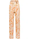 Alexis Cassell Tie-waist Relaxed Straight-leg Pants In Orange