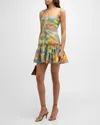 ALEXIS CASSIDY TIE-DYE COTTON RUFFLED MINI DRESS