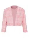 Alexis Checked Tweed Cropped Jacket In Purple