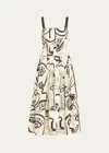 ALEXIS COCCO COTTON PRINTED MIDI DRESS