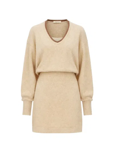 Alexis Colby V-neck Long-sleeved Mini Dress In Brown